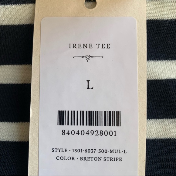 NWT Doen Irene Cotton Striped Boat Bateau Neck Long Sleeve Top Breton Stripe - Picture 8 of 11